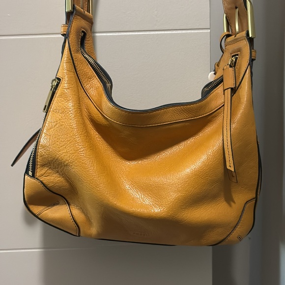 Fossil Hannah Hobo Shoulder Bag Amber Gold - Picture 4 of 11
